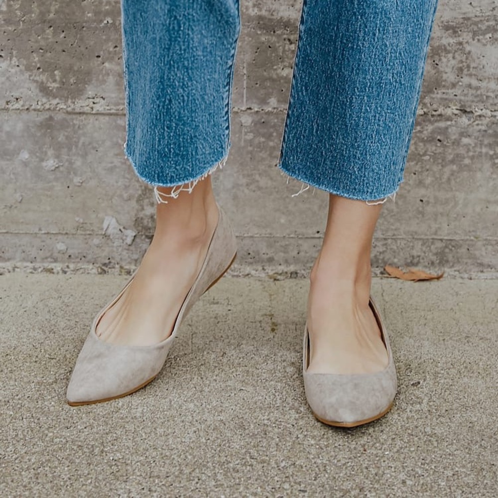 lulus holly grey suede flats